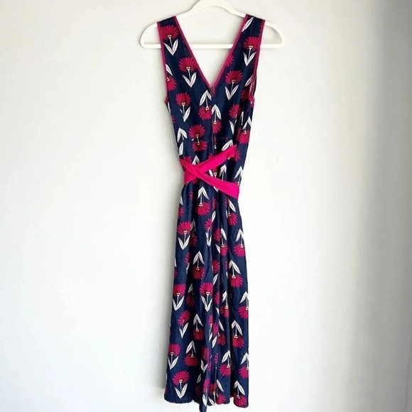 ModCloth Size S Navy Sleeveless Floral Tie Waist Wrap Crop Jumpsuit - Picture 6 of 6